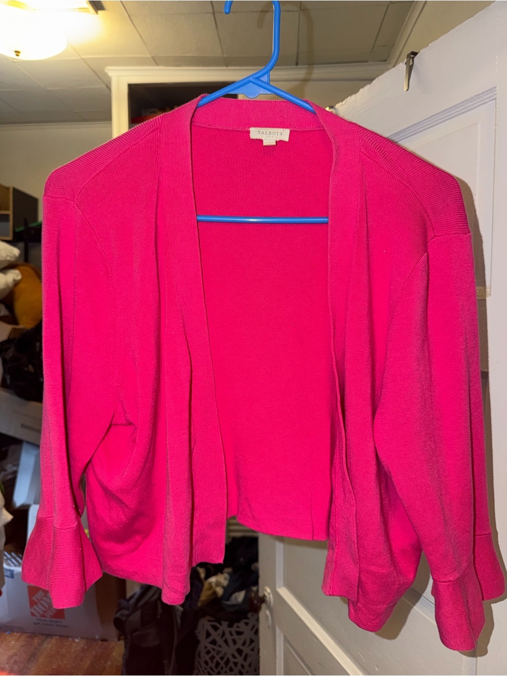 Talbots Cropped Hot Pink Cardigan
